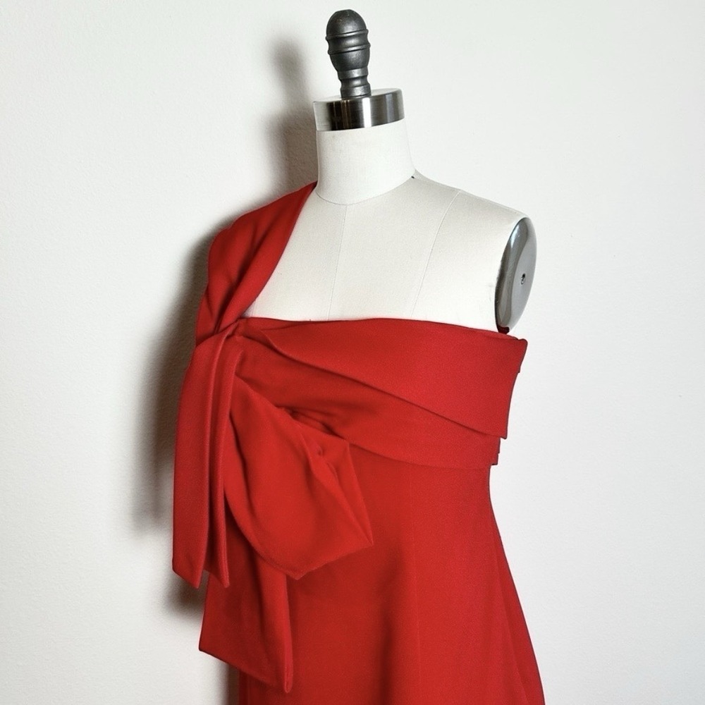 Givenchy Red Bow One Shoulder Strapless Corset Cocktail Dress US 8 NWT Designer